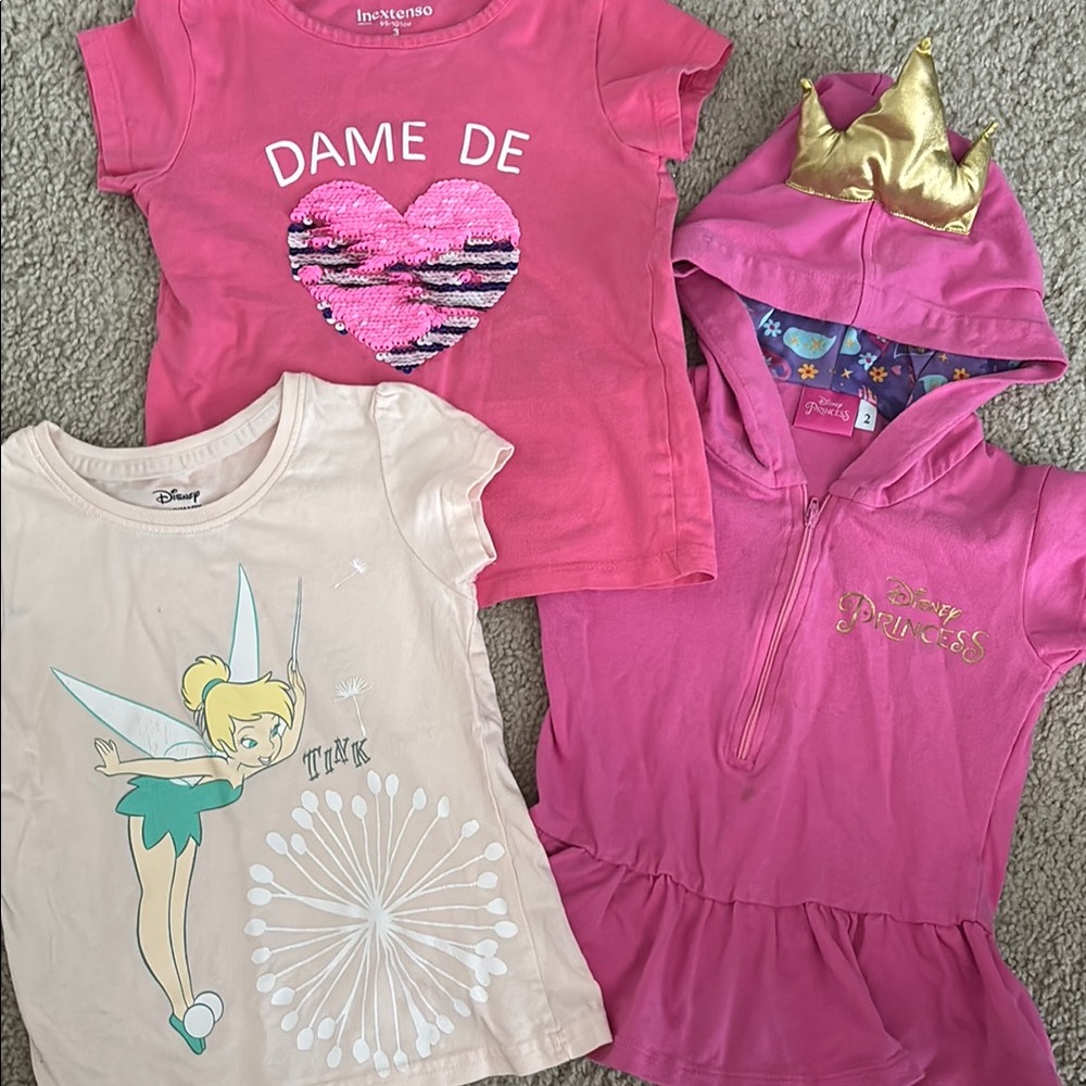Disney Pink and Cream Tinkerbell and Princess Tops